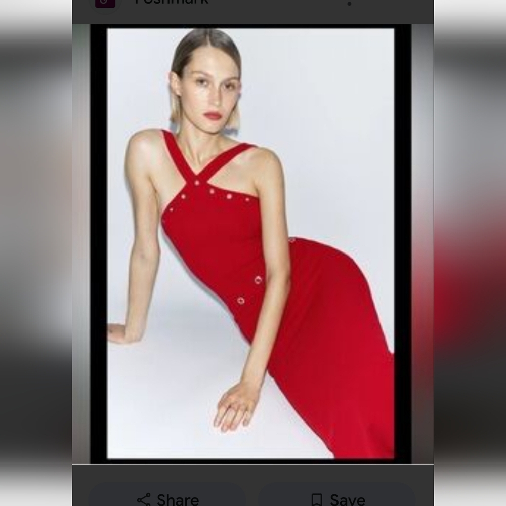Zara Two Piece Red Bodycon Set | Strappy Bodysuit + Pencil Skirt - Picture 3 of 16